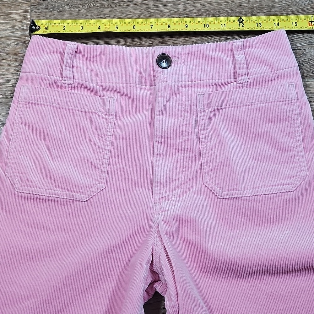 Maeve Anthropologie The Colette Light Pink Corduroy High Rise Wide Leg Crop Pant - Picture 13 of 16